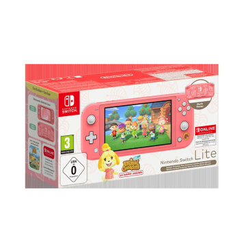Consola Nintendo Switch Lite con Animal Crossing New Horizons y 12 meses NSO, Coral