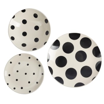 Vajilla con Topos en Gres de 12 piezas LA MAISON Dots - Negro