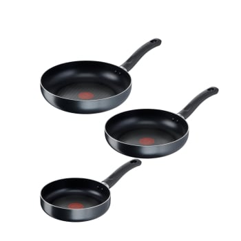 Set 3 Sartenes TEFAL Easy Cook, Antiadherente, de Aluminio,  Apto Inducción, 20-24-26 cm