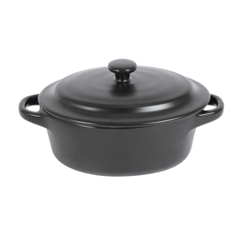 Cacerola Oval SANPIETRO 0,30L, de Gres, 10x16,5x8cm, con Tapa