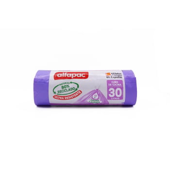 Bolsa Basura Perfumada Autocierre de Plástico Reciclado 30L 15 ud ALFAPAC - Lila
