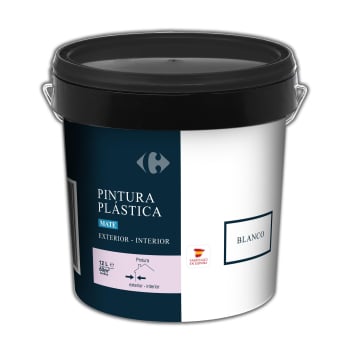 Pintura Plástica Exterior/Interior Mate Blanco Carrefour 12 L
