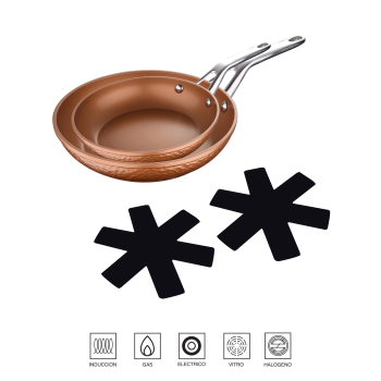Set 2 Sartenes SAN IGNACIO Origen, Antiadherente, de Aluminio Forjado, Apto Inducción,16 y 24 cm + 2 Protectores