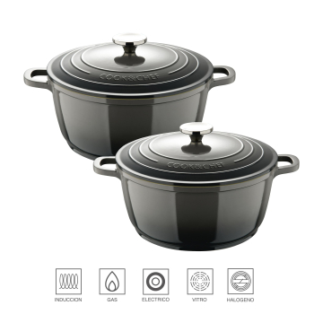 Set 2 Cacerolas de Aluminnio 2.5 y 4.5 l BERGNER Excalibur - Gris 