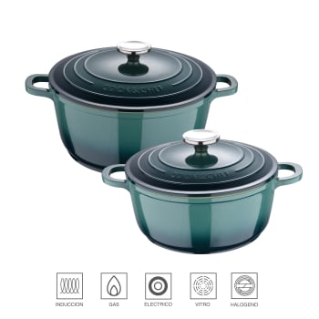 Set 2 Cacerolas de Aluminio 2.4 y 4.2 l BERGNER Excalibur - Verde