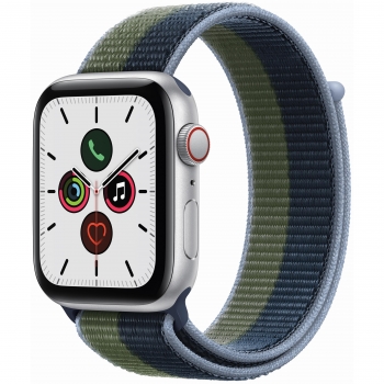 Apple Watch SE GPS + Cellular 40mm Caja de aluminio en plata con Correa Loop deportiva Azul abismo / Verde musgo