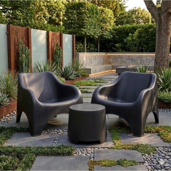 Conjunto de Jardín Mesita Baja + 2 Sillones Apilables de Polipropileno Cluod - Antracita