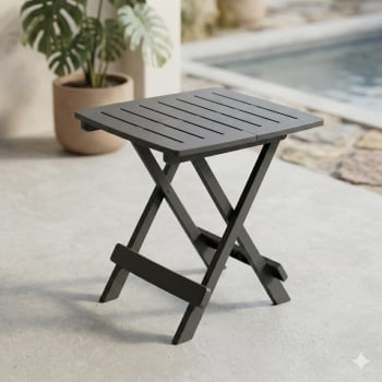 Mesa de Jardín Auxiliar Plegable de Polipropileno 44x44x50 cm Adige - Antracita