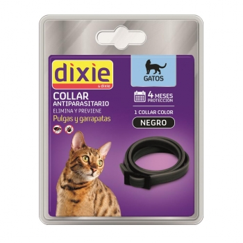 Collar insecticida antiparásitos elástico para gato Dixie negro