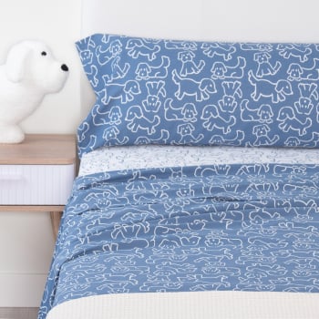 Juego de Sábanas 3 Piezas Cama 90 cm TEX BASIC Azul