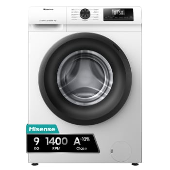Lavadora Hisense WF1Q9041BW, 9 kg, Carga Frontal, 1400 rpm, Eficiencia A - Blanco