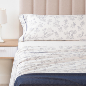 Juego de Sábanas de Algodón 3 Piezas Cama 135 cm TEX HOME Fancy Fig Azul