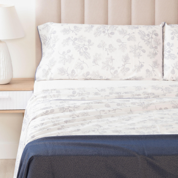 Juego de Sábanas de Algodón 4 Piezas Cama 150 cm TEX HOME Fancy Fig Azul