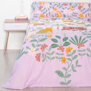 Funda Nórdica 2 Piezas Algodón Cama 90 cm TEX HOME Jungla Morado