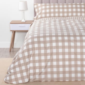 Funda Nórdica de Franela 3 Piezas Cama 135 cm TEX HOME Scott Cuadros Beige