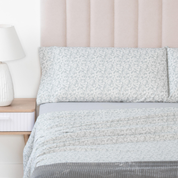 Juego de Sábanas de Algodón 4 Piezas Cama 150 cm TEX HOME Pasley Gris