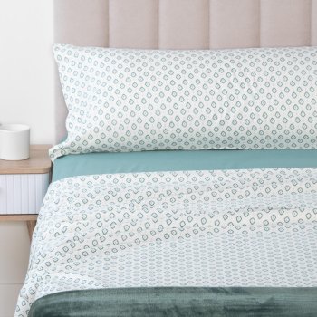 Juego de Sábanas 3 Piezas de Algodón Cama 105 cm TEX HOME Ikat Verde 