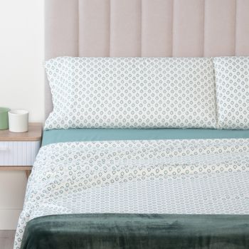 Juego de Sábanas de Algodón 4 Piezas Cama 150 cm TEX HOME Ikat Verde