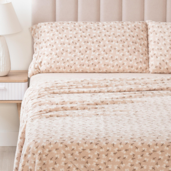 Juego de Sábanas 4 Piezas Cama 150/160 cm TEX HOME Coralina Beige