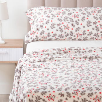 Juegos de Sábanas con Estampado Navideño 3 Piezas Cama 90 cm TEX HOME Coralina Blanco