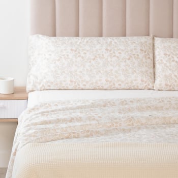 Juegos de Sábanas de Algodón 4 Piezas Cama 150 cm TEX HOME Lunaria Beige