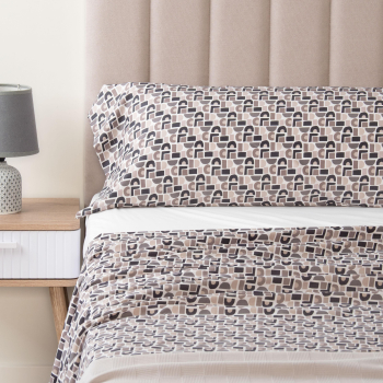 Juego de Sábanas 3 Piezas Cama 90  cm TEX BASIC Microcubic Beige