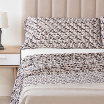Juego de Sábanas 4 Piezas Cama 150 cm TEX BASIC Microcubic Beige
