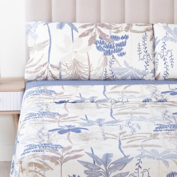 Juego de Sábanas de Algodón 4 Piezas Cama 150 cm TEX HOME Fancy Paradise Beige