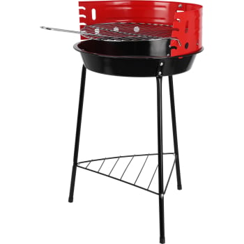 Barbacoa de Carbón de Acero Ø 33 cm con Parrilla de Acero Cromado - Negro
