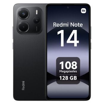 Móvil – Xiaomi Redmi Note 14, Negro medianoche, 128 GB, 6 GB RAM, 6.67″ AMOLED FHD+, MediaTek Helio g99-Ultra, 5500 mAh