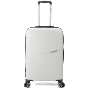 Maleta Grande Trolley Rígida 75x48x28 cm, Doble Rueda, Candado TSA, Benzi Super Light, Blanco