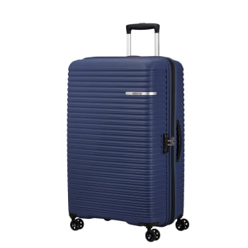 Maleta Grande Trolley Rígida 79x49x33 cm, 4 ruedas, Candado TSA, American Tourister Liftoff, Capacidad 95,5 L, Azul