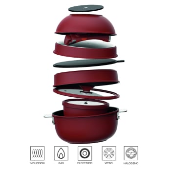 Batería de Cocina Masterpro Share & Play, de Aluminio, 10 Piezas, Aptas Inducción