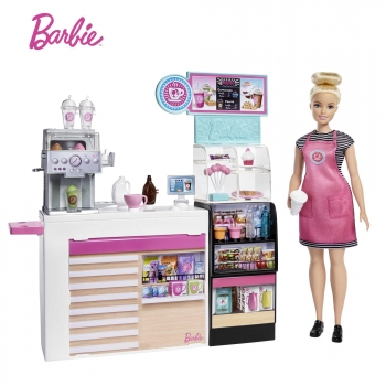 Barbie y su Cafetería Muñeca con Accesorios de Juguete +3 Años