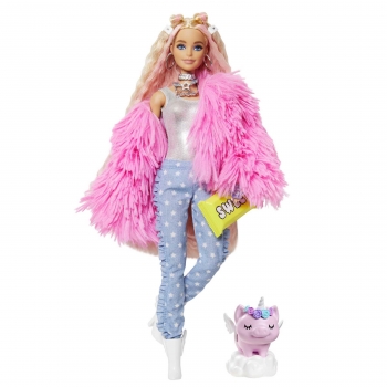Barbie Muñeca con Pelo Rosado, Mascota y Accesorios +3 Años