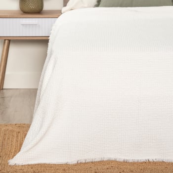 Colcha Portuguesa Decorativa para Cama 135 cm hasta 150 cm LUMA HOME Blanco