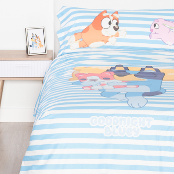 Juego de Funda Nórdica 2 Piezas de Algodón Cama 90 cm Bluey BBC Azul