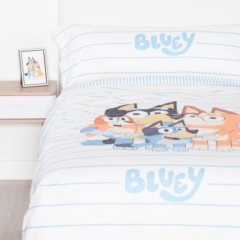 Juego de Funda Nórdica 2 Piezas de Algodón Cama 90 cm Bluey BBC Blanco