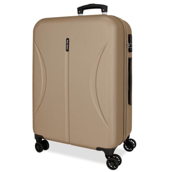 Maleta Mediana Trolley Rígida 65x86x25 cm, 8 Ruedas, Roll Road Formentera, Champagne