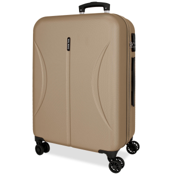 Maleta Grande Trolley Rigída 75x52x30 cm, 8 ruedas, Roll Road Formentera, Capacidad 108 L, Champagne