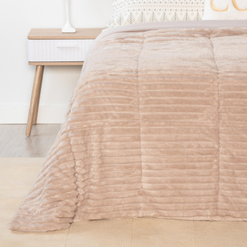 Edredón de Franela Cama 150 cm TEX HOME Beige