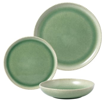 Vajilla de Gres de 12 pzas CARREFOUR HOME Perla - Verde