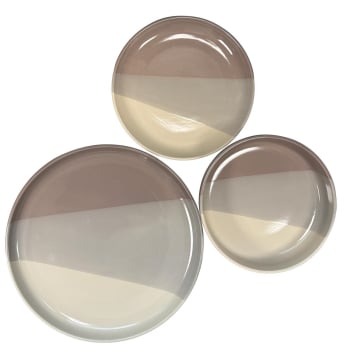 Vajilla en Gres de 12 pzas CARREFOUR HOME Tryo - Marrón