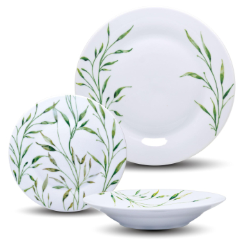 Vajilla de Porcelana de 12 pzas CARREFOUR HOME Leaf - Verde
