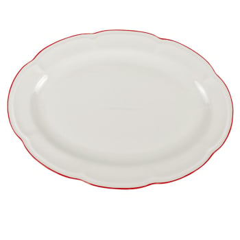 Bandeja Oval de Porcelana Blanca 35 cm CARREFOUR HOME Candy - Filo Rojo