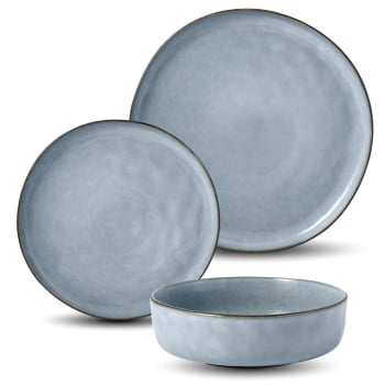 Vajilla en Gres de 12 pzas CARREFOUR HOME Haze - Azul