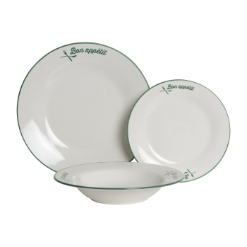 Vajilla de Porcelana 12 pcs Bon Appetit - Filo Verde