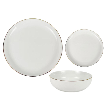 Vajilla de Porcelana Blanca de 12 pzas CARREFOUR HOME Minos - Filo Dorado