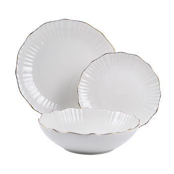 Vajilla de Porcelana Blanca de 12 pzas CARREFOUR HOME Balerina - Filo Dorado