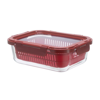 Hermético Rectangular de Vidrio con Escurreverdura 1L CARREFOUR HOME